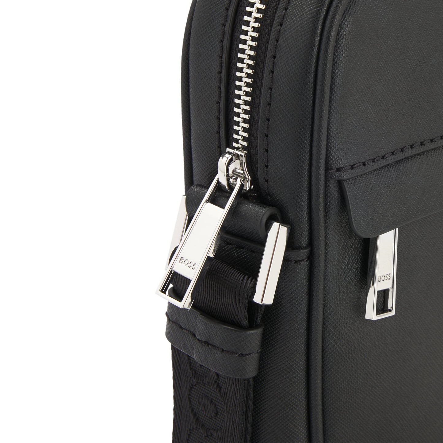 BOSS Zair Crossbody Bag in Black with Signature Strap