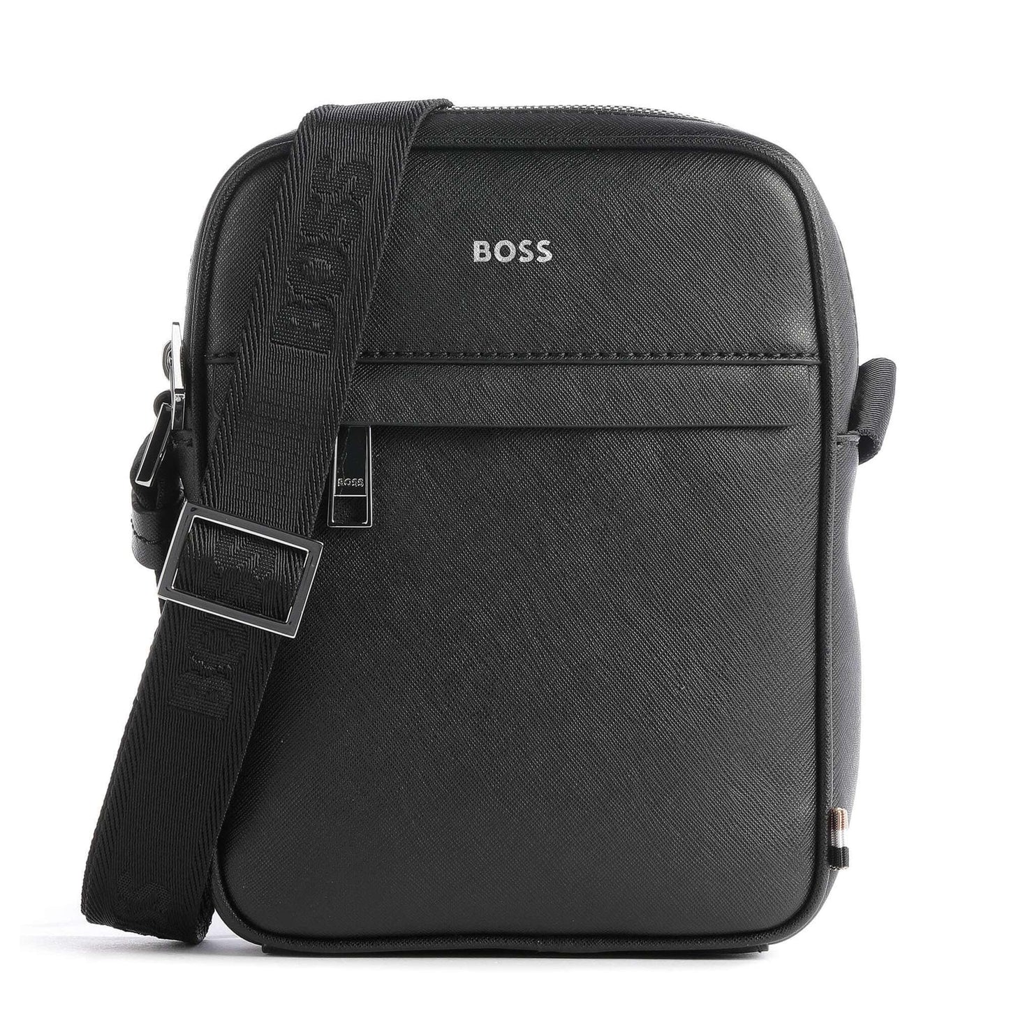 BOSS Zair Crossbody Bag in Black with Signature Strap