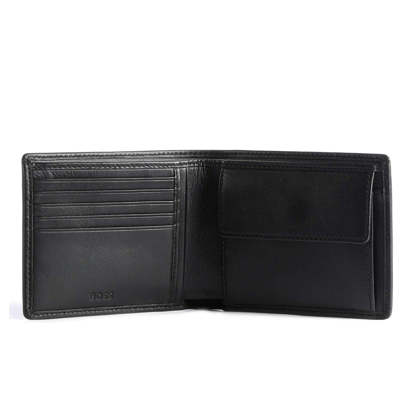 BOSS Asolo Wallet in Black Sheepskin Leather with Coin Pocket