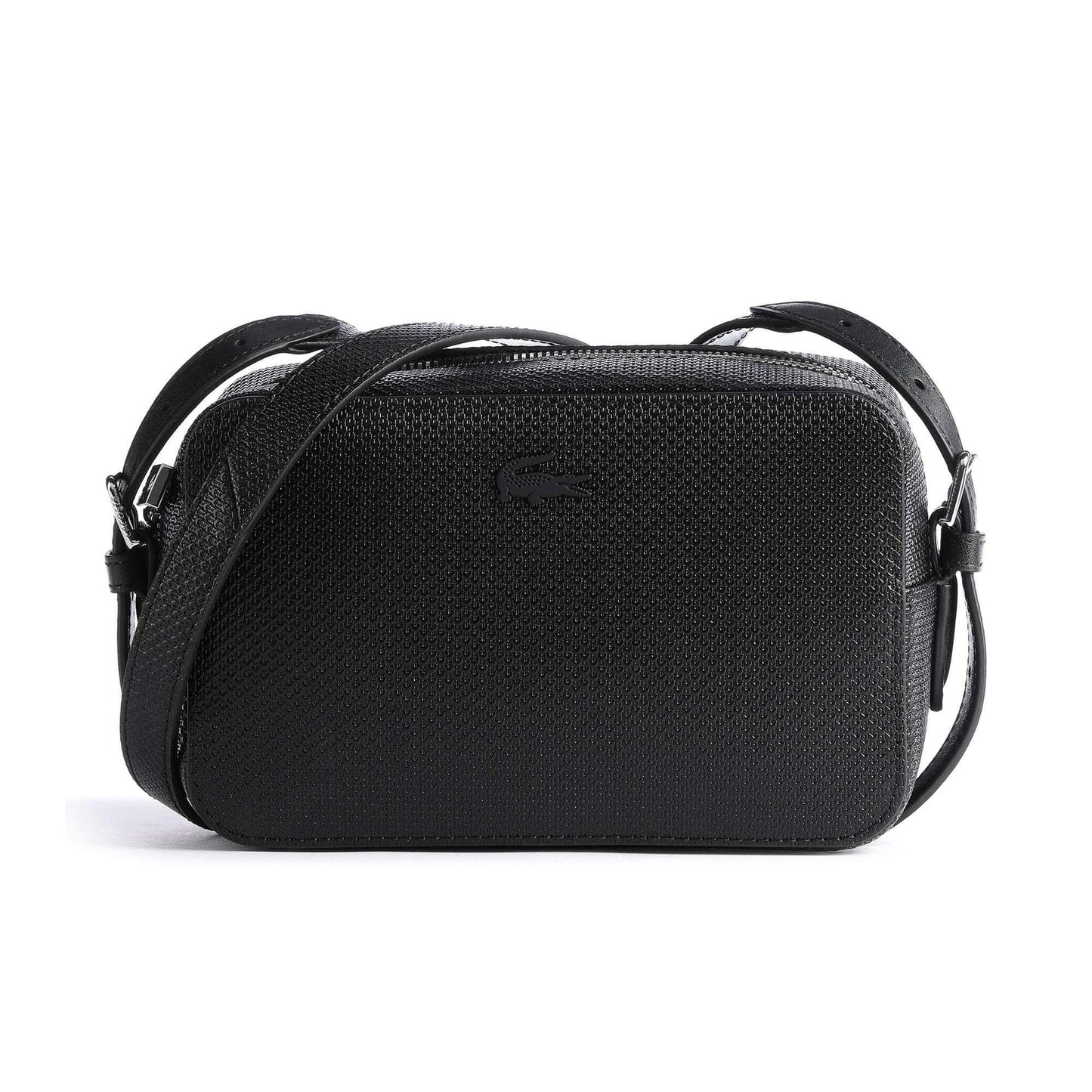 Lacoste Chantaco Crossbody Bag in Black Cow Leather with Black Logo