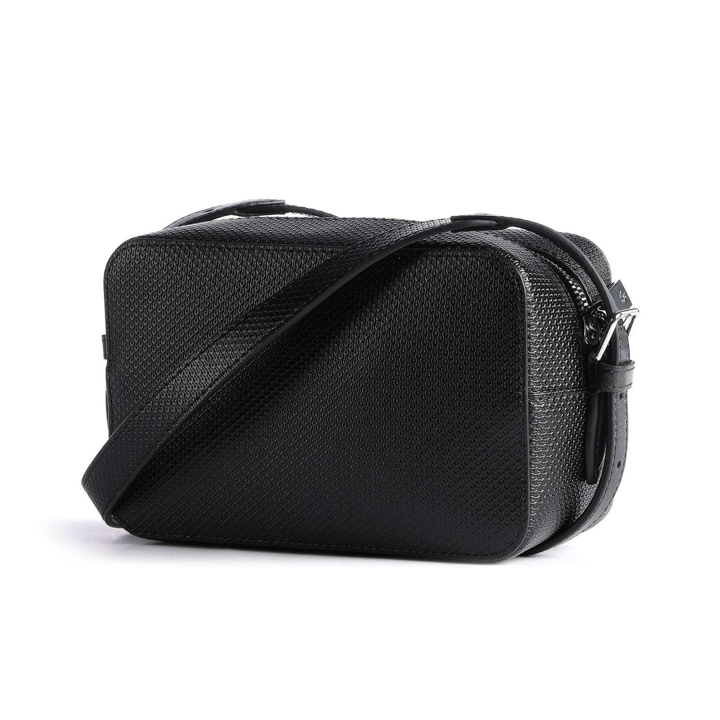 Lacoste Chantaco Crossbody Bag in Black Cow Leather with Black Logo