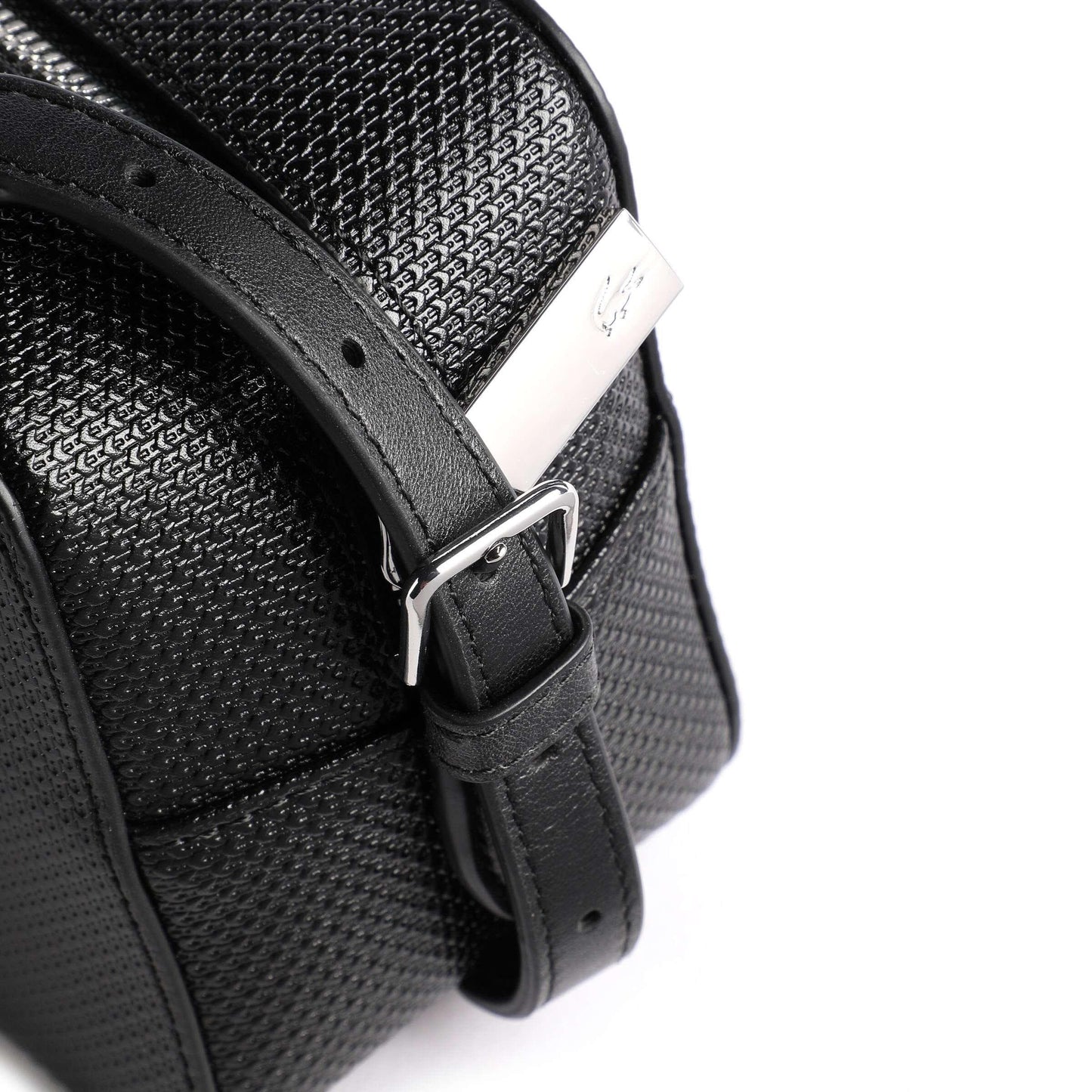Lacoste Chantaco Crossbody Bag in Black Cow Leather with Black Logo