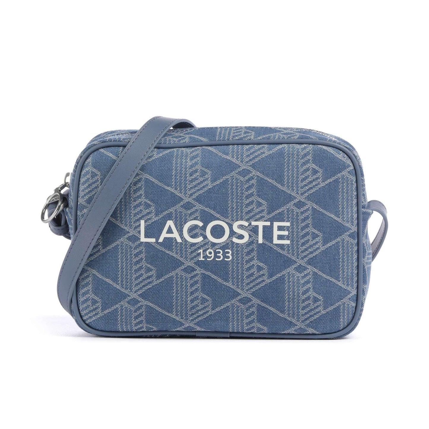 Lacoste Heritage Jacquard Crossbody Bag in Cotton Jeans with Logo