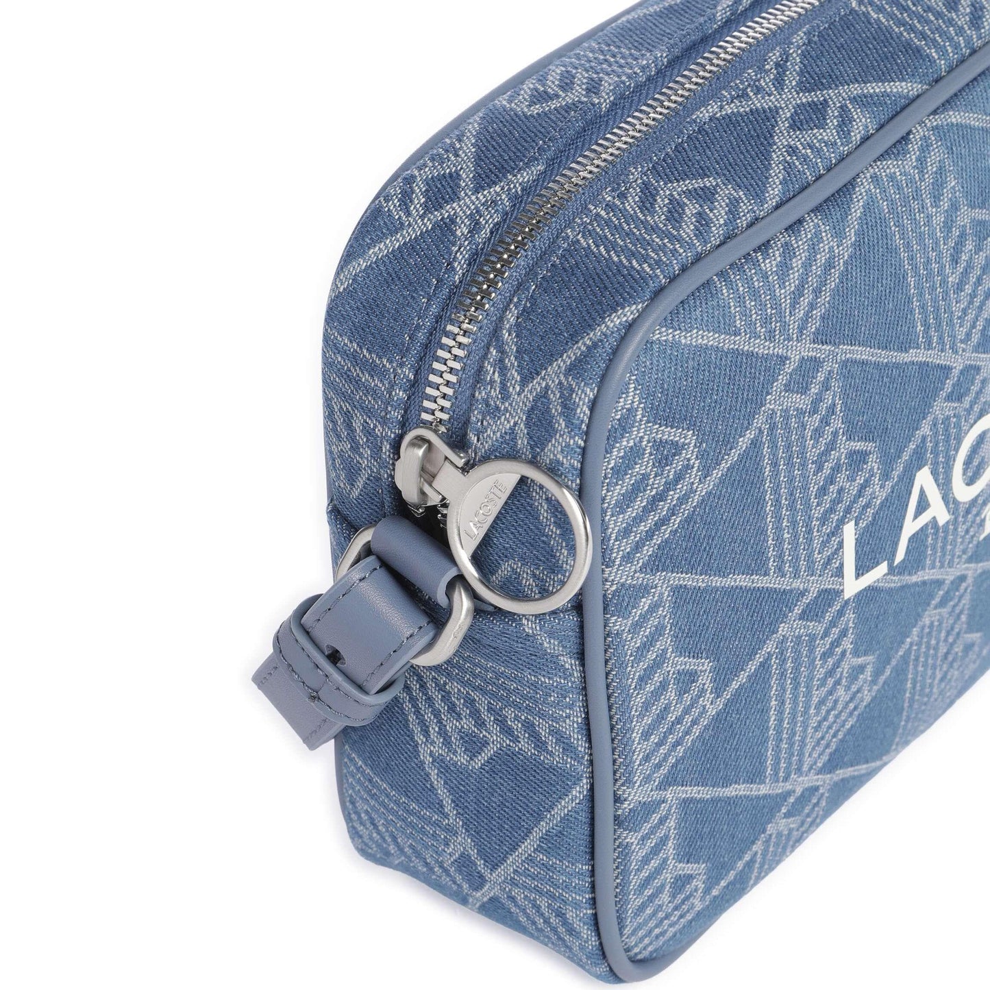 Lacoste Heritage Jacquard Crossbody Bag in Cotton Jeans with Logo