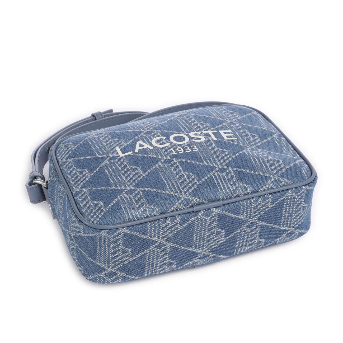 Lacoste Heritage Jacquard Crossbody Bag in Cotton Jeans with Logo