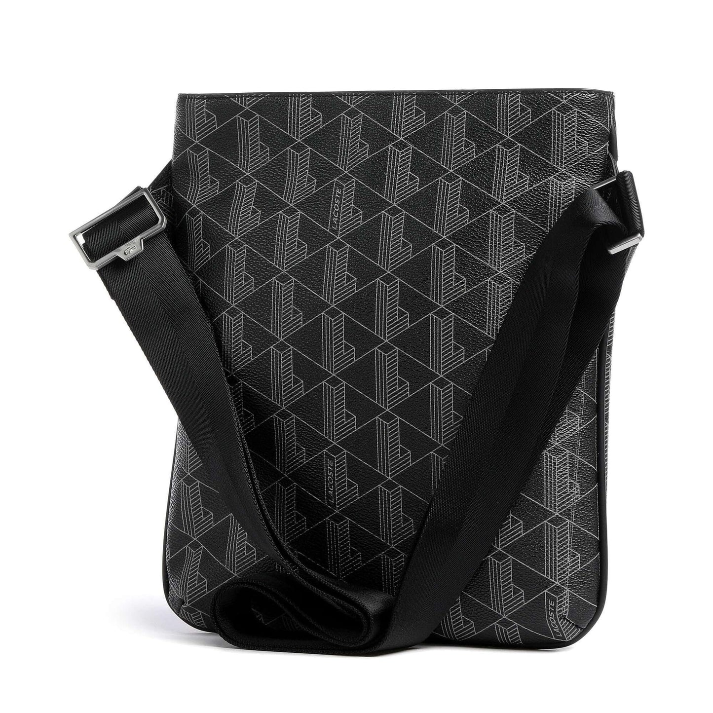 Lacoste The Blend Crossbody Bag in Black with Embossed Pattern