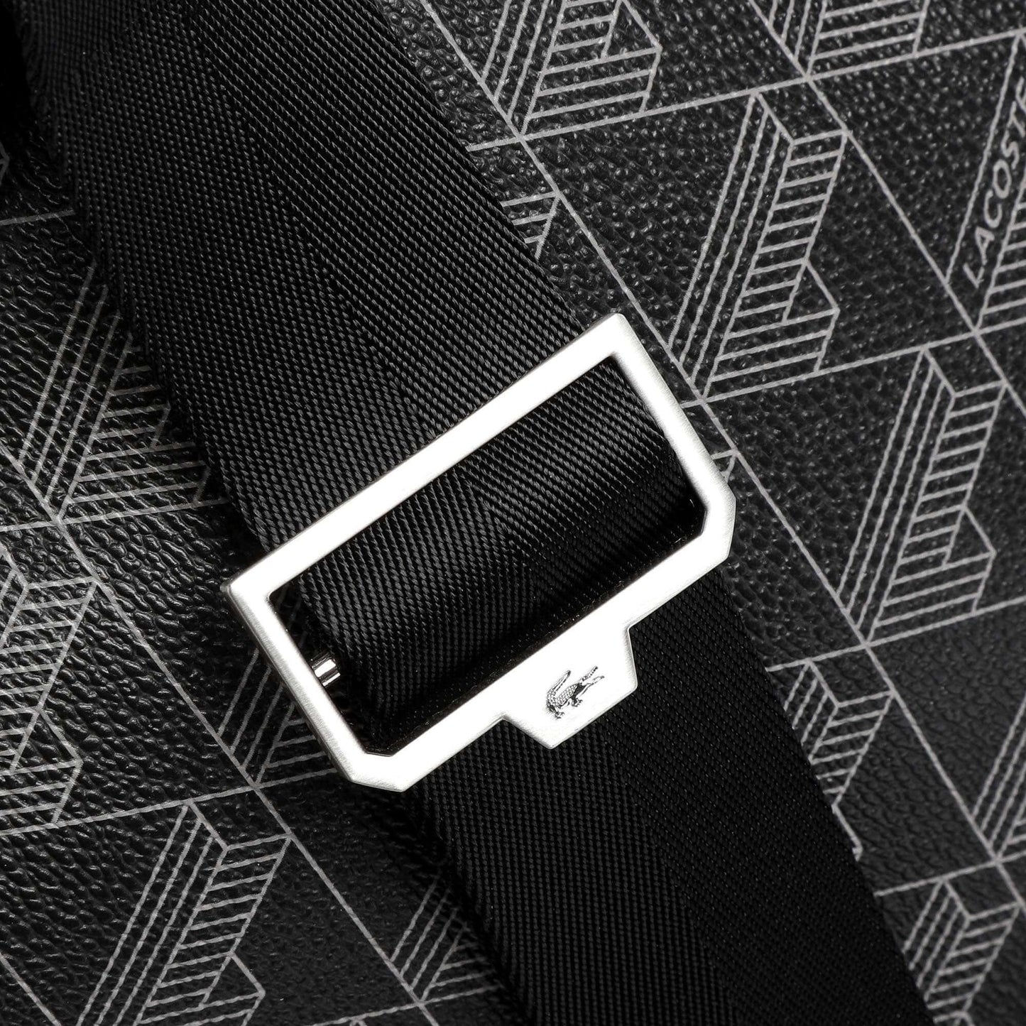 Lacoste The Blend Crossbody Bag in Black with Embossed Pattern