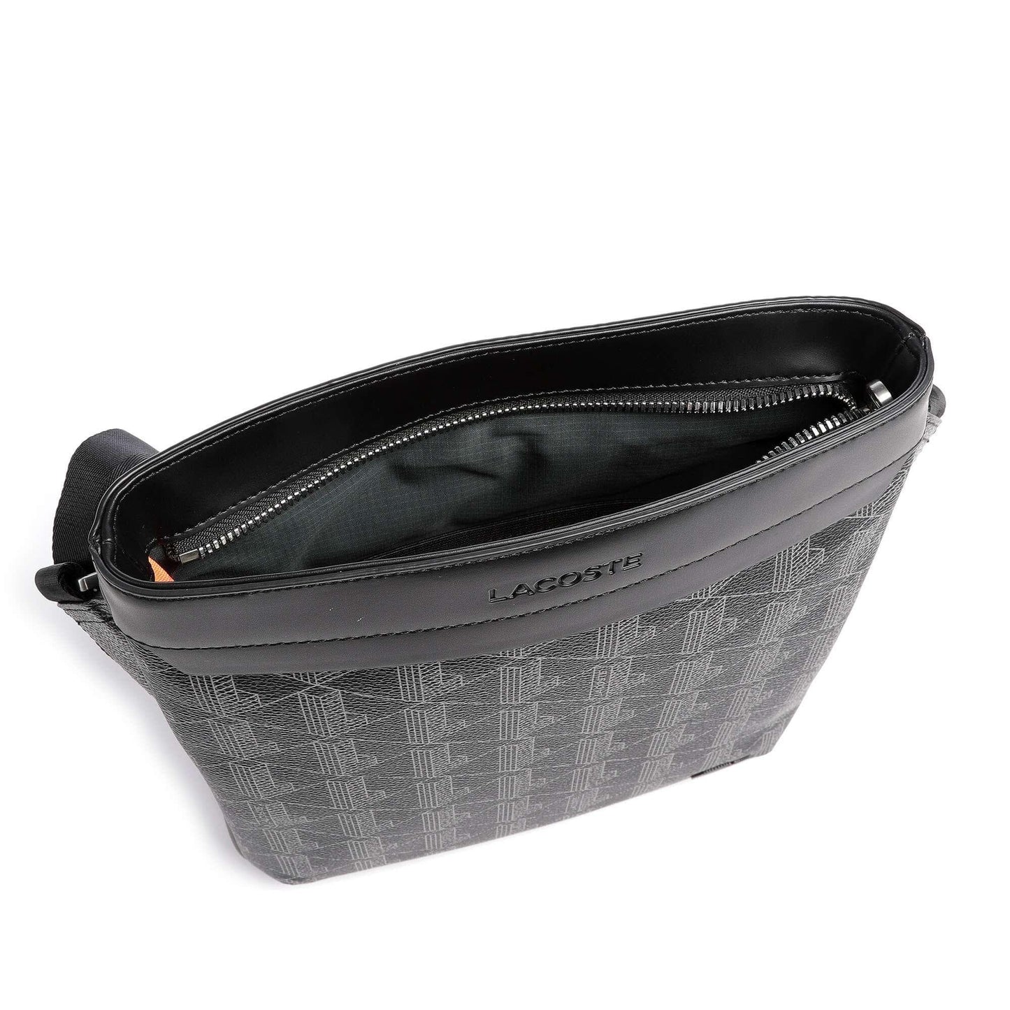 Lacoste The Blend Crossbody Bag in Black with Embossed Pattern