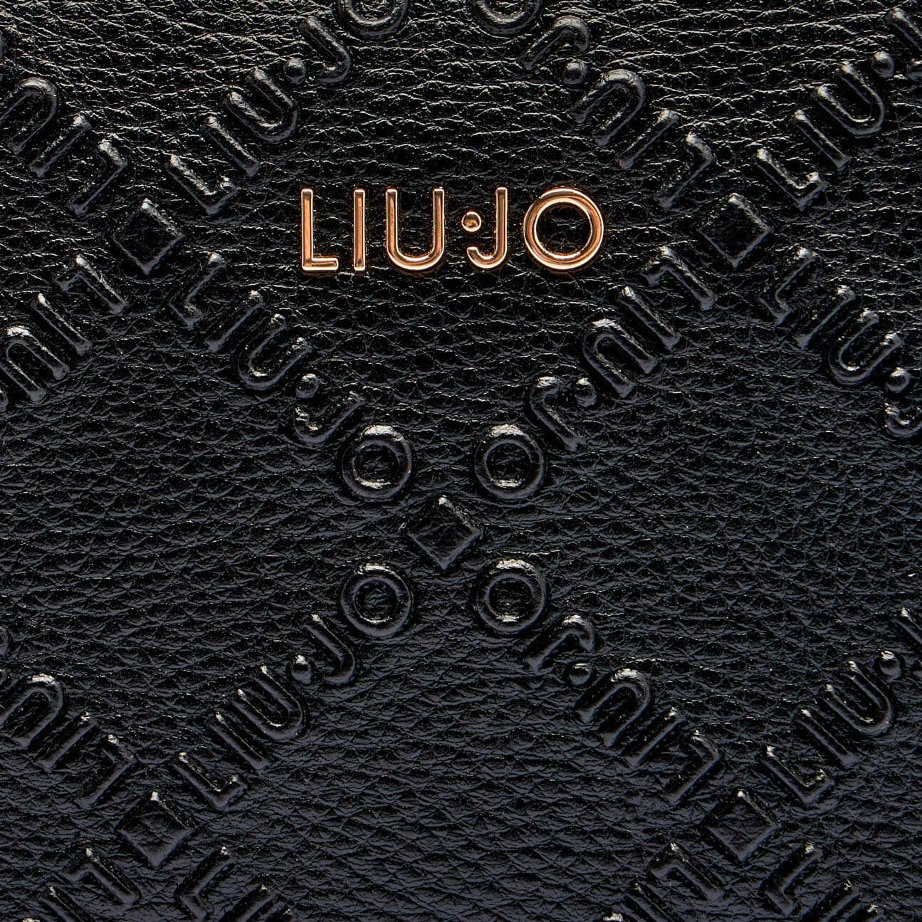 Liu Jo Black Diamond-Textured Wallet with Gold Hardware