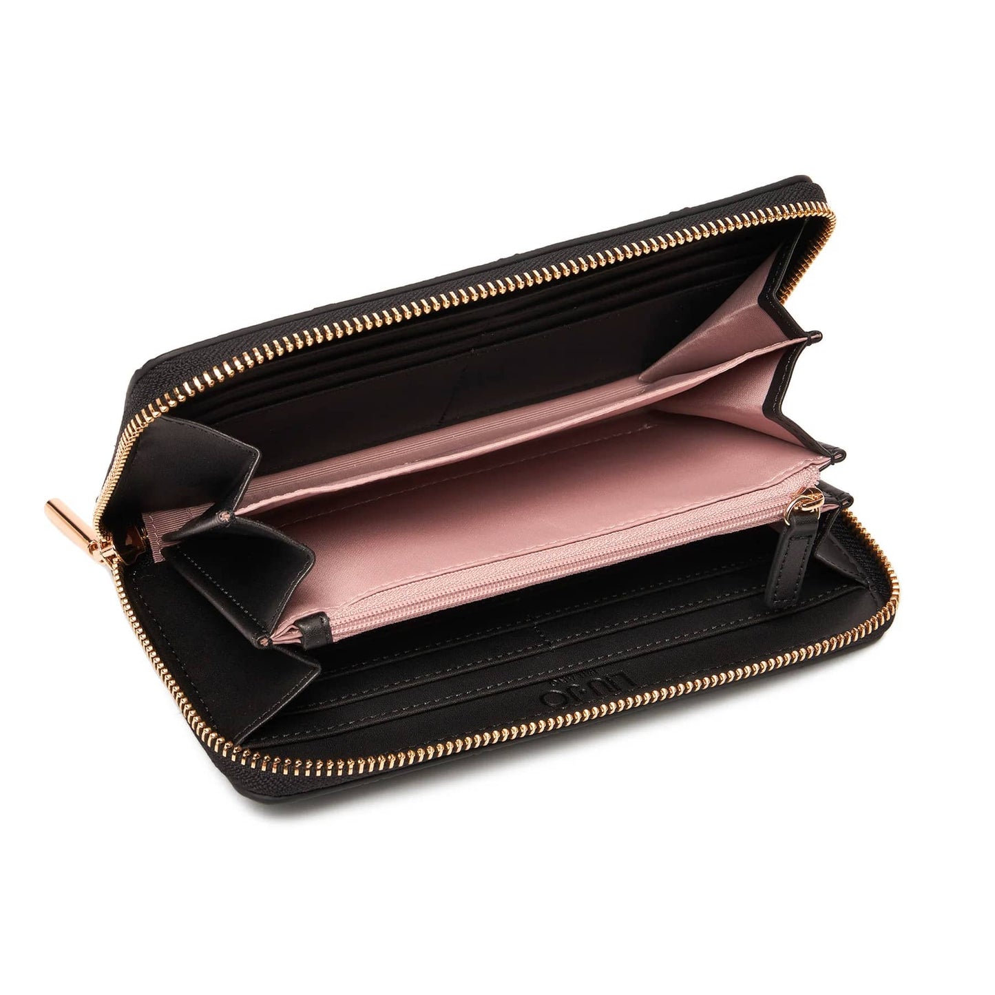 Liu Jo Black Diamond-Textured Wallet with Gold Hardware