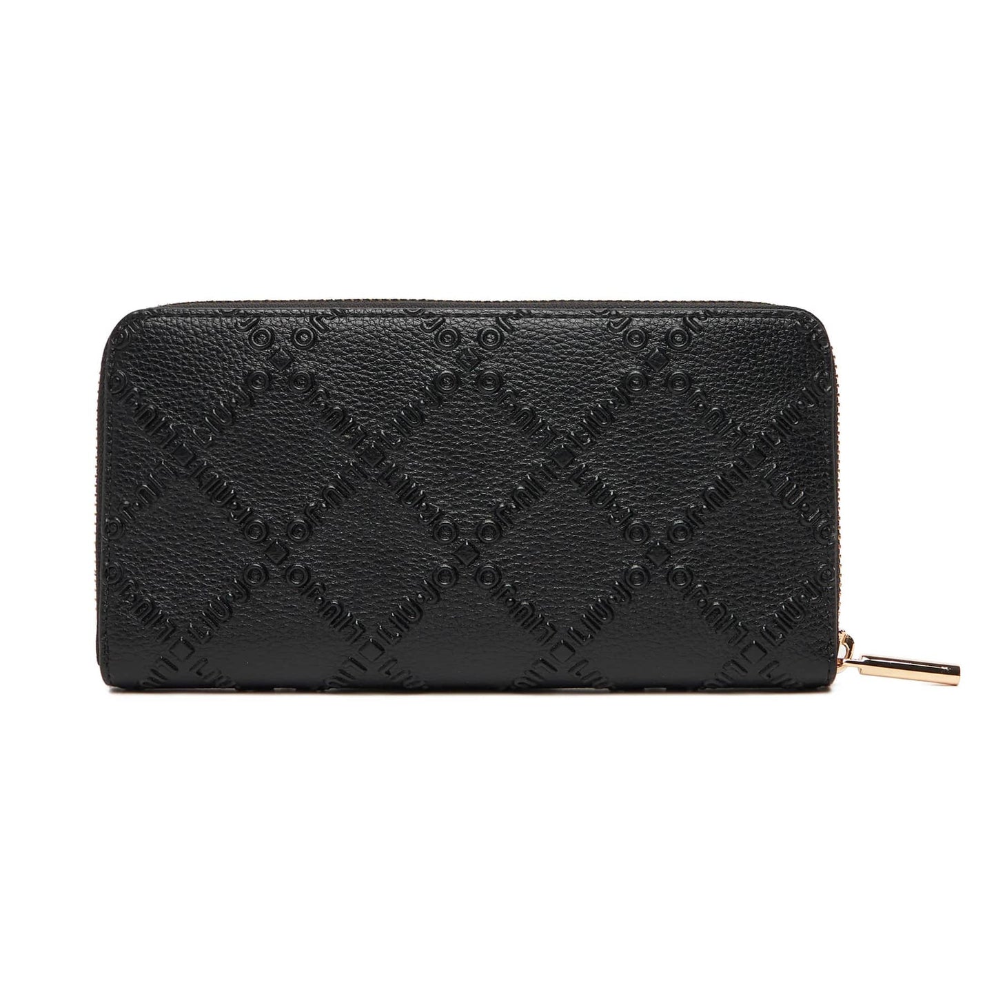 Liu Jo Black Diamond-Textured Wallet with Gold Hardware