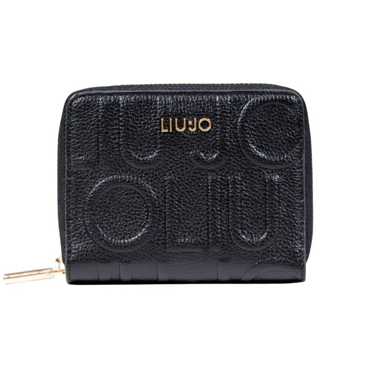 Liu Jo Black Textured Zip Wallet with Logo Detailing