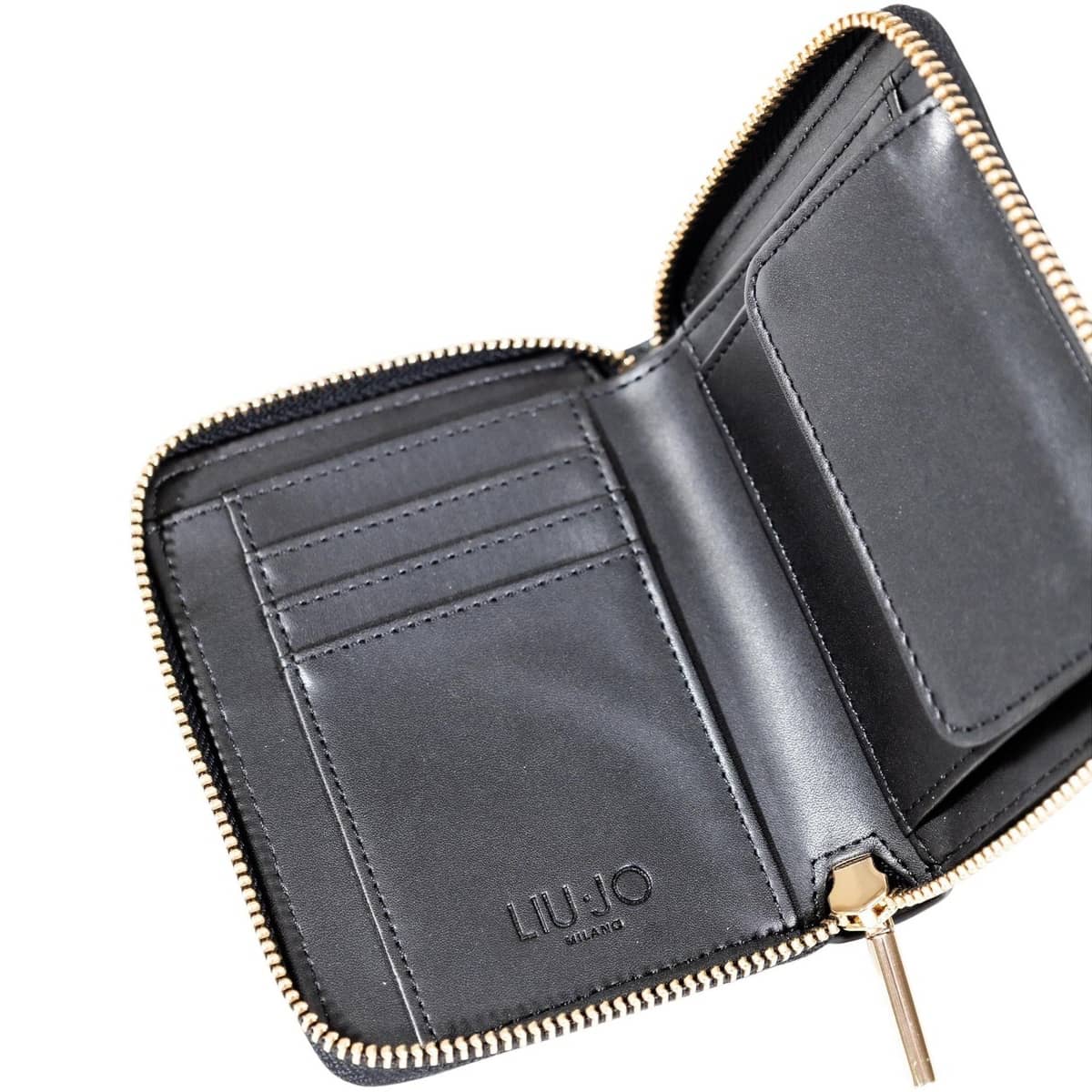 Liu Jo Black Textured Zip Wallet with Logo Detailing