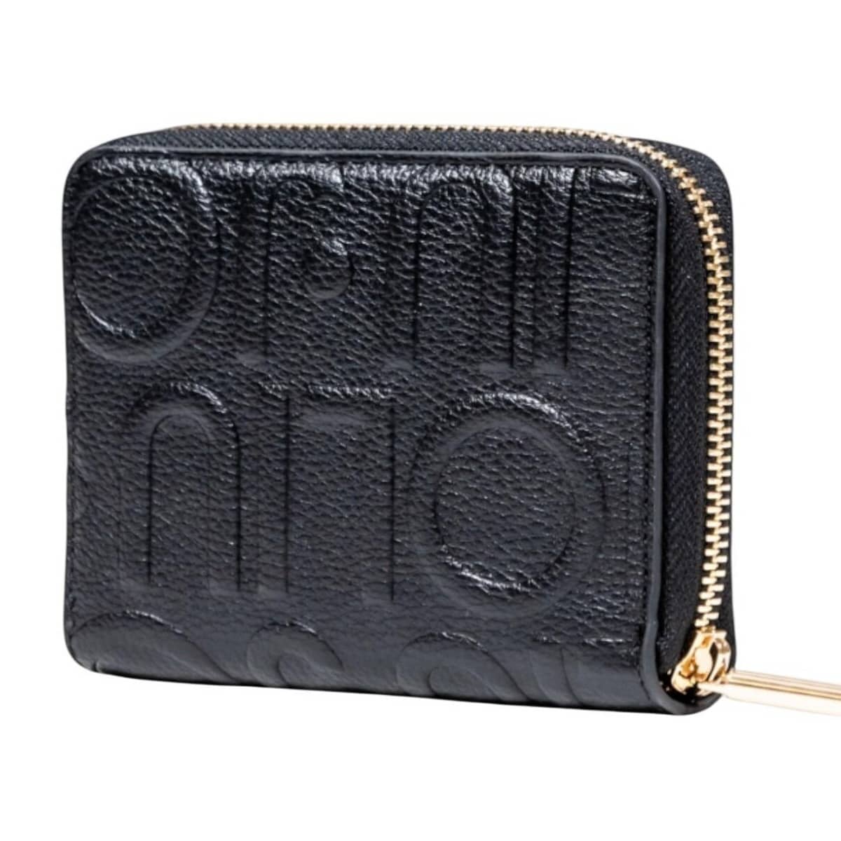 Liu Jo Black Textured Zip Wallet with Logo Detailing