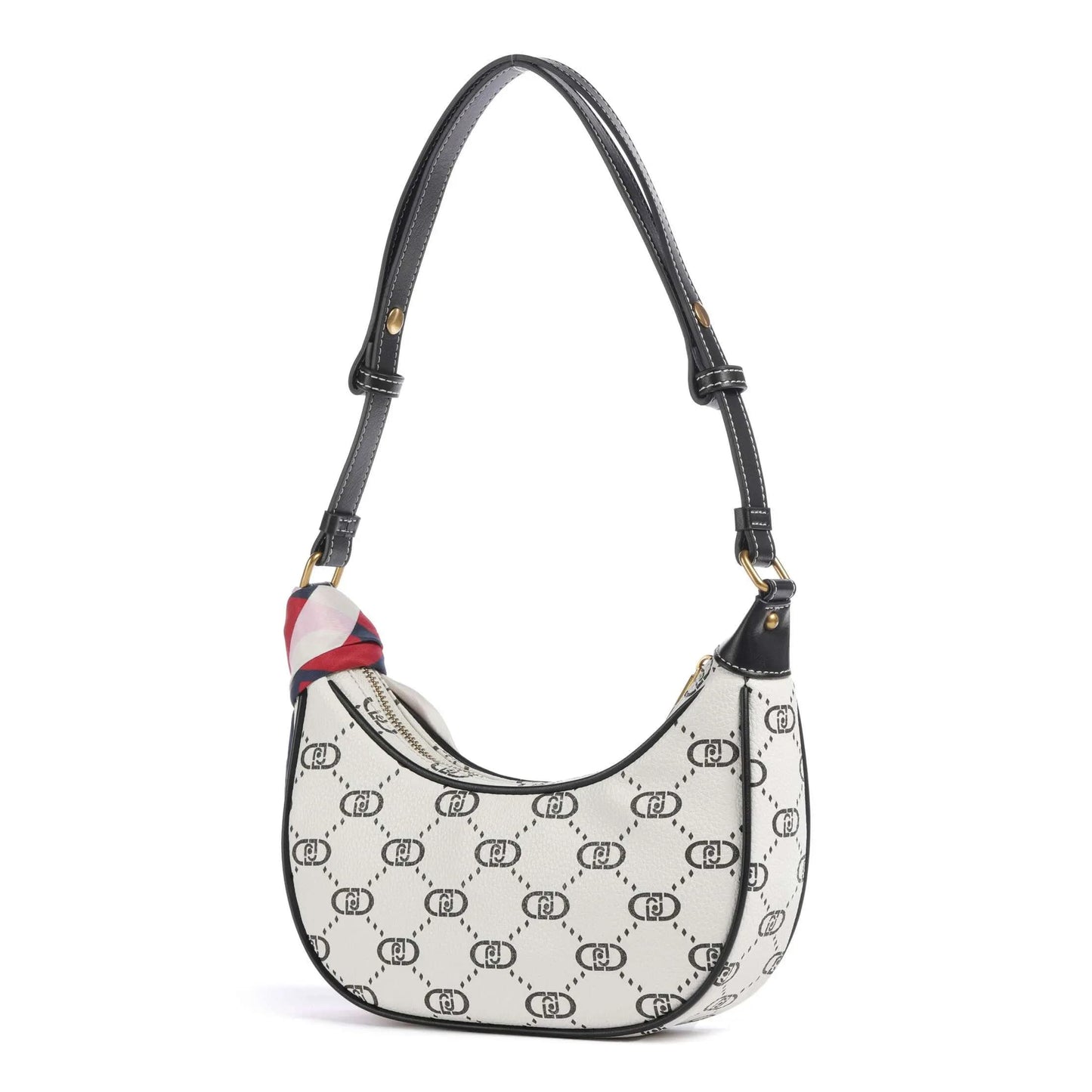 Liu Jo Selda Shoulder Bag in White Monogram with Decorative Scarf