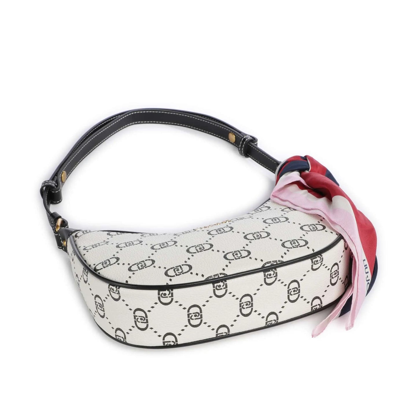 Liu Jo Selda Shoulder Bag in White Monogram with Decorative Scarf