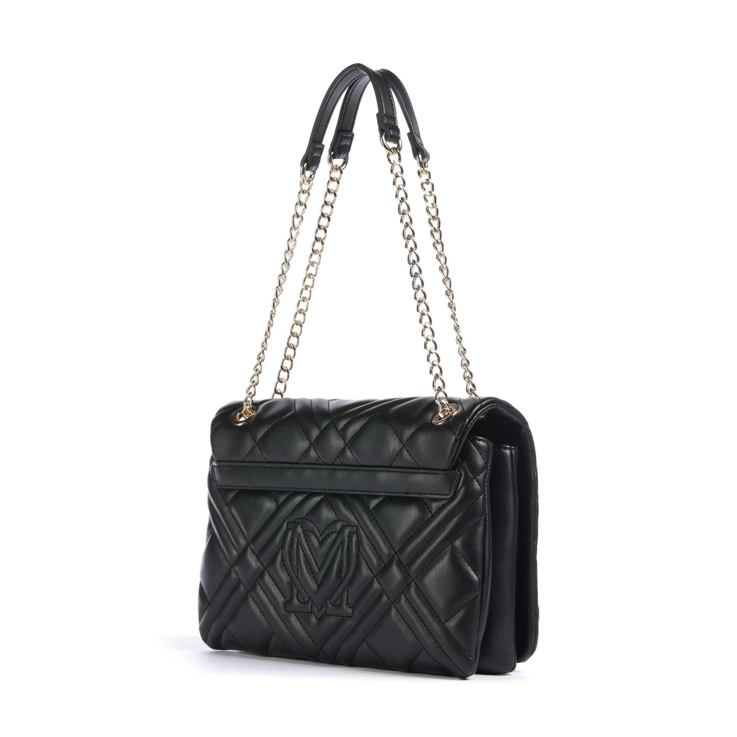 Love Moschino Quilted Shoulder Bag in Black with Gold-Tone Logo Plaque