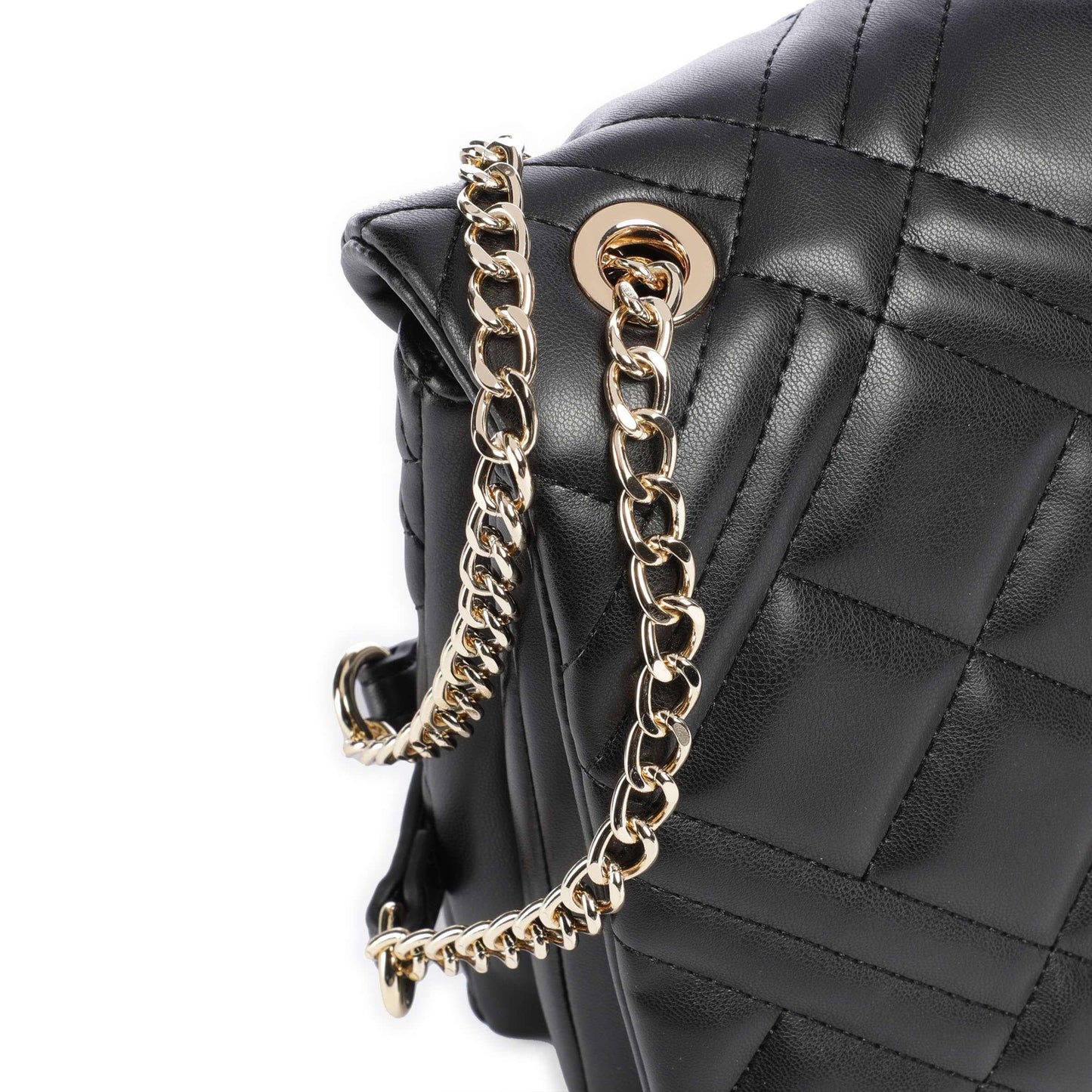 Love Moschino Quilted Shoulder Bag in Black with Gold-Tone Logo Plaque
