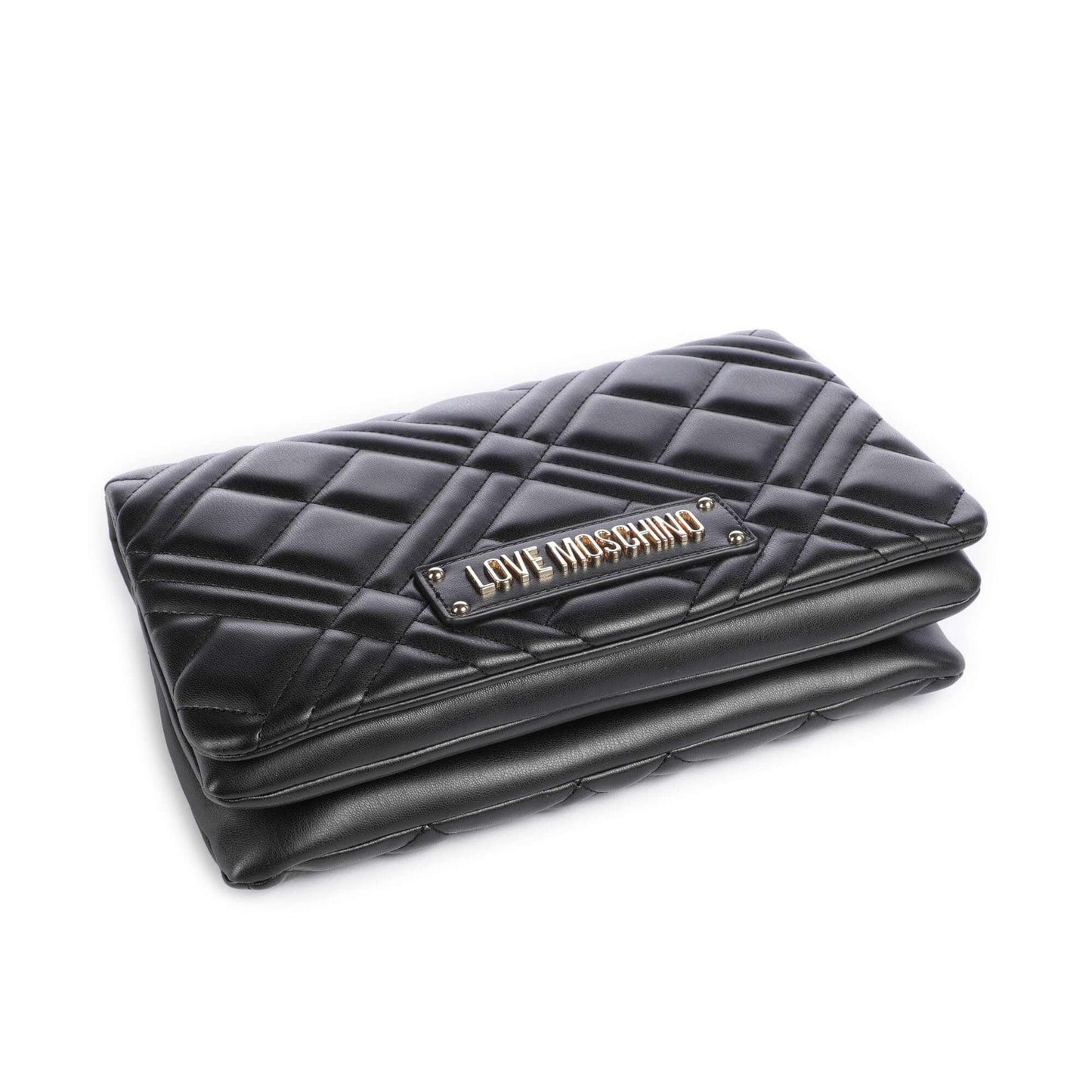 Love Moschino Quilted Shoulder Bag in Black with Gold-Tone Logo Plaque