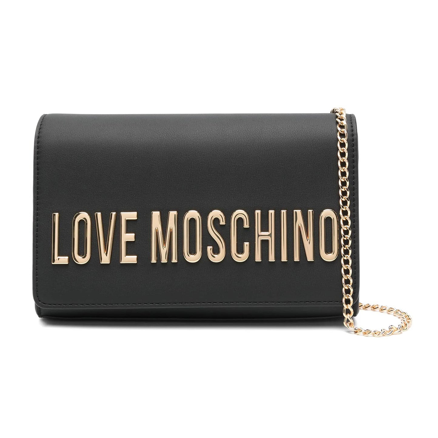 Love Moschino Black Gold Logo Flap Bag