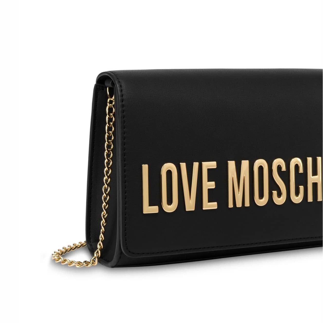 Love Moschino Black Gold Logo Flap Bag