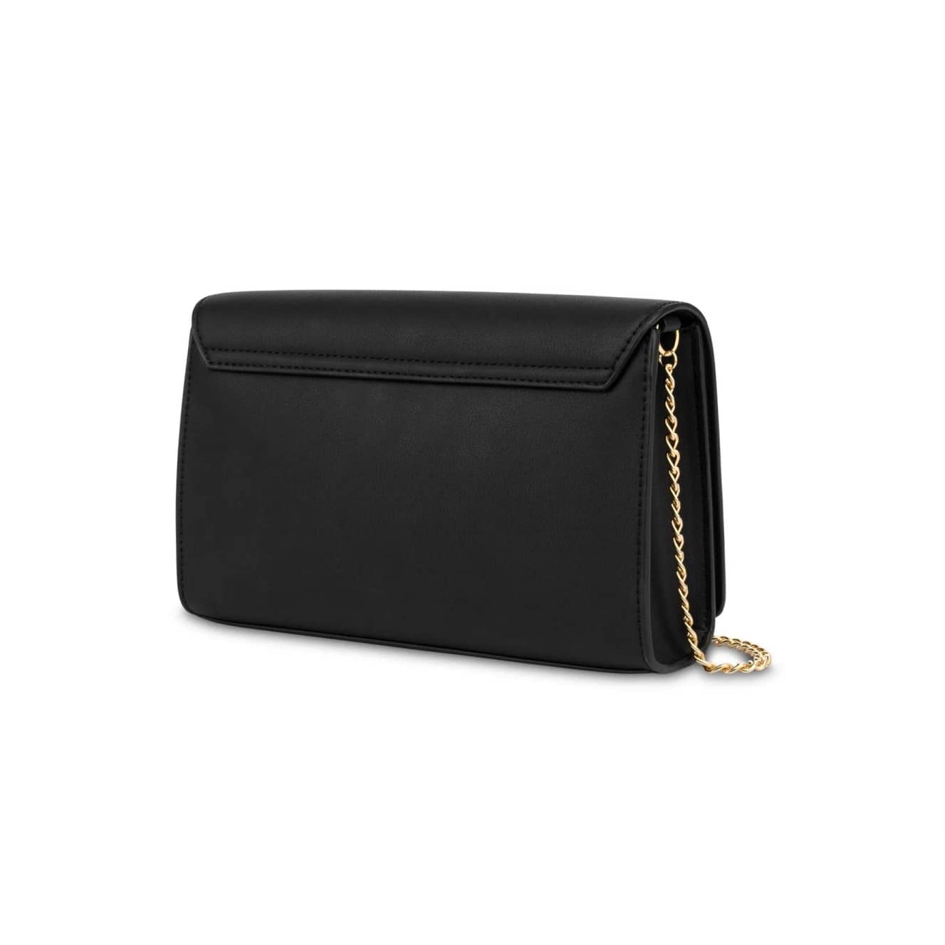 Love Moschino Black Gold Logo Flap Bag