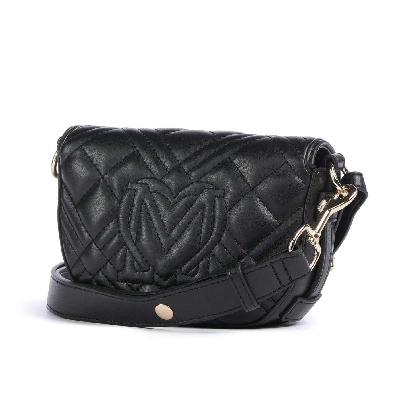 Love Moschino Quilted Crossbody Bag in Black with Signature Logo Plaque