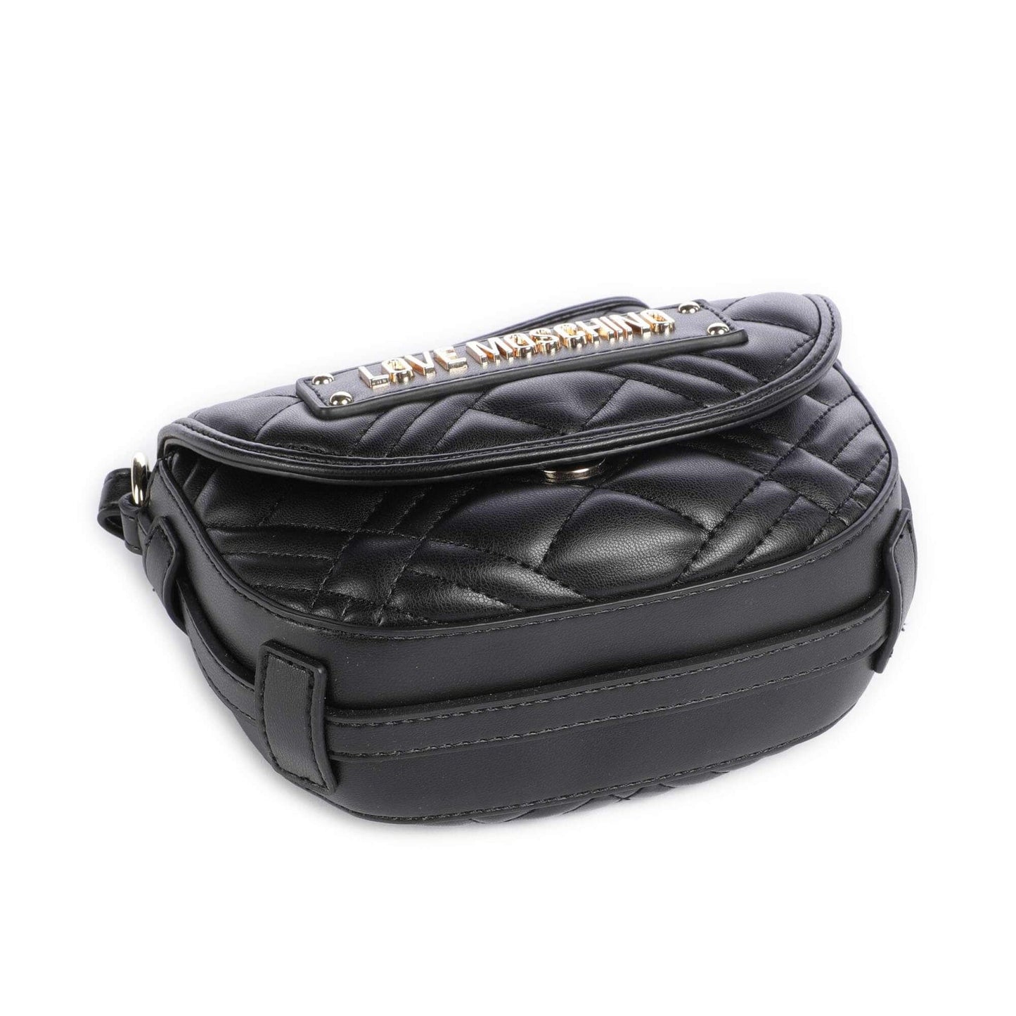Love Moschino Quilted Crossbody Bag in Black with Signature Logo Plaque