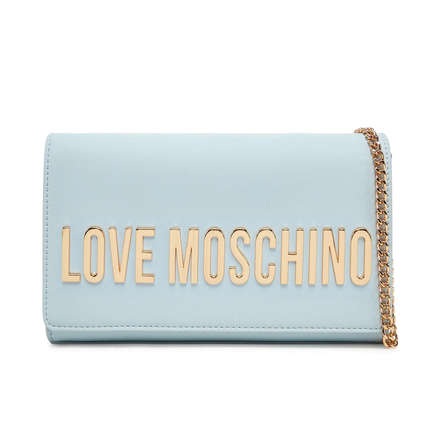 Love Moschino Light Blue Crossbody Bag with Gold Logo Detail