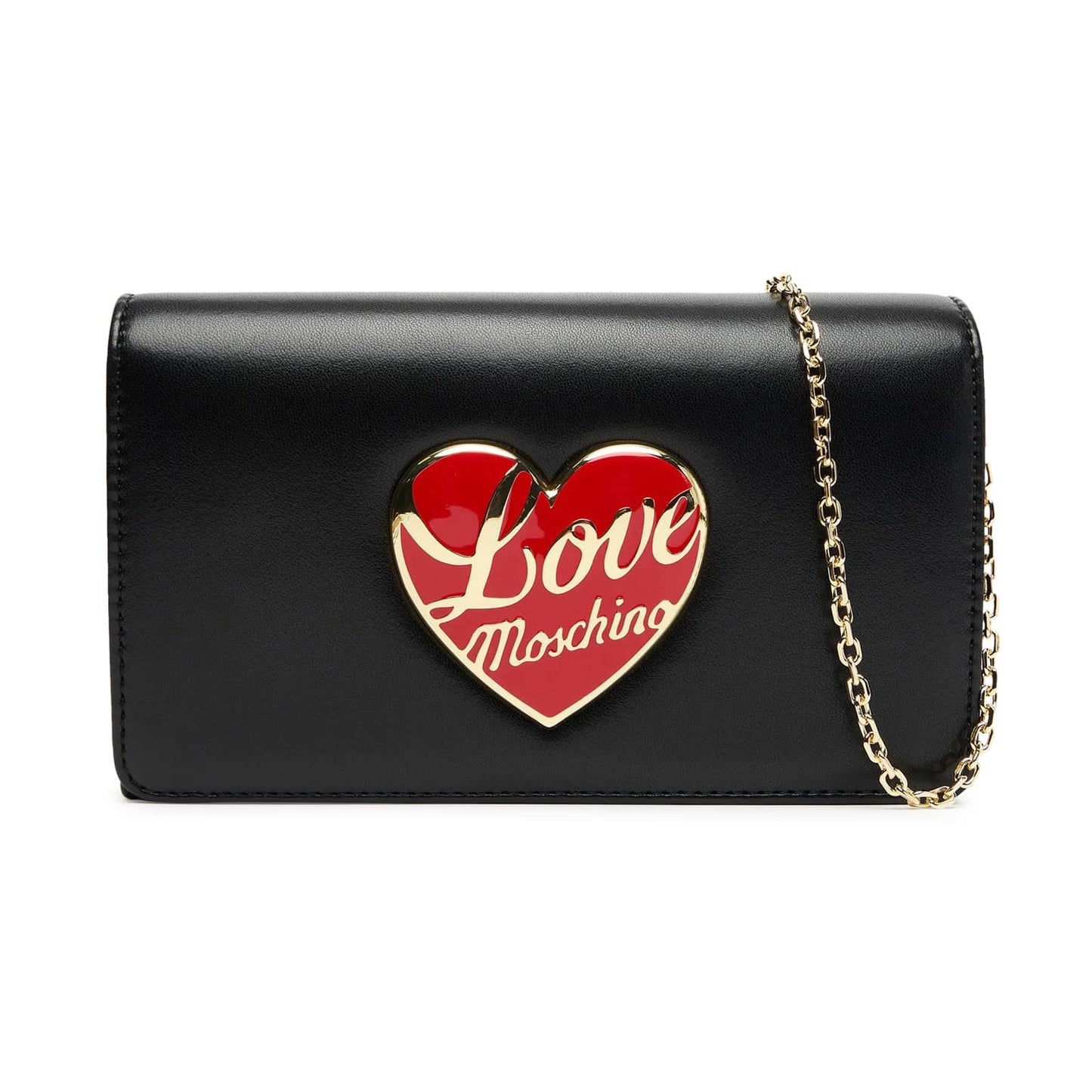 Love Moschino Black Heart Logo Chain Bag
