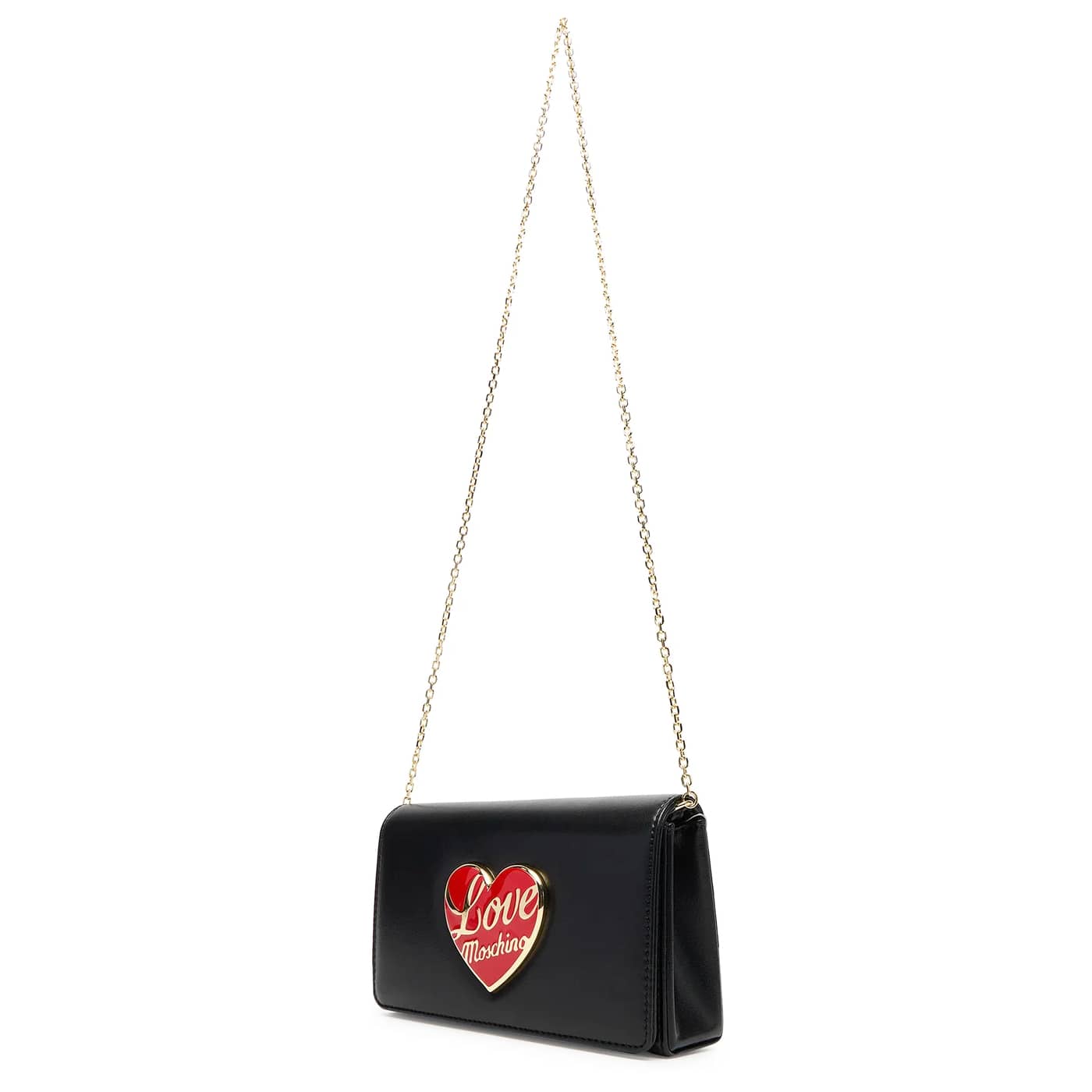 Love Moschino Black Heart Logo Chain Bag