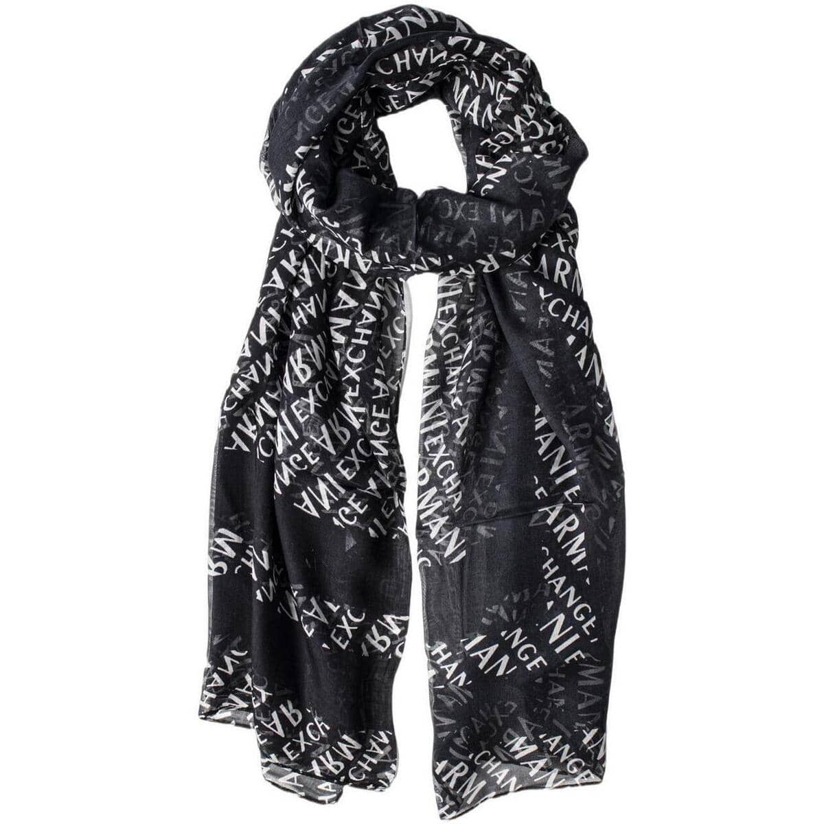 Armani Exchange Black and White Logo Scarf