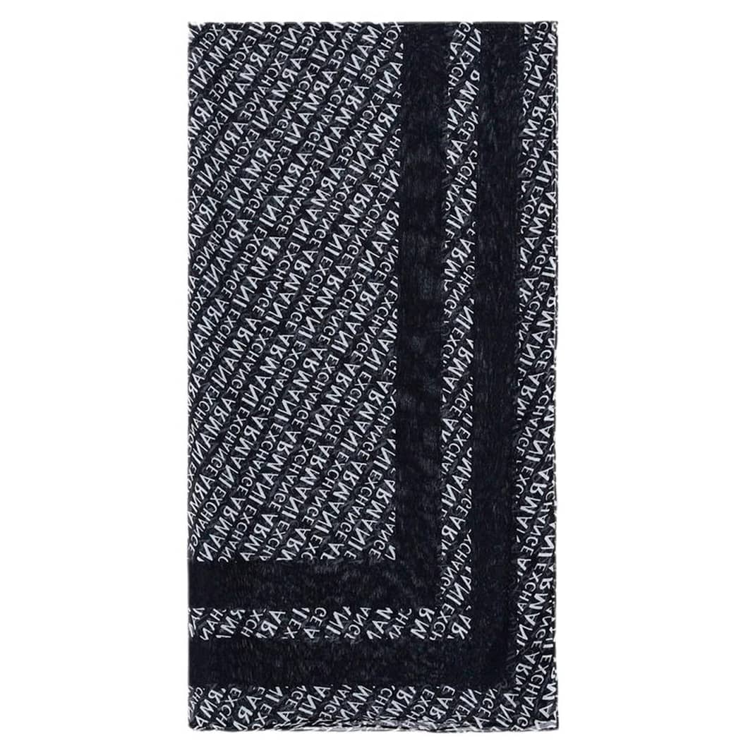 Armani Exchange Black and White Logo Scarf