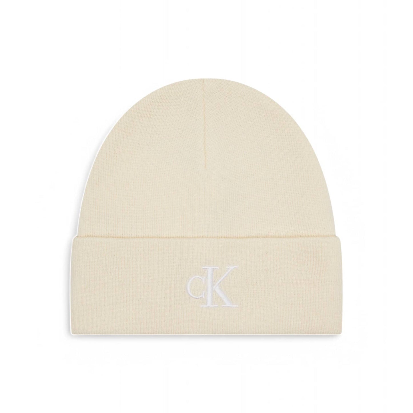 Calvin Klein Embroidered Logo Beanie Cream