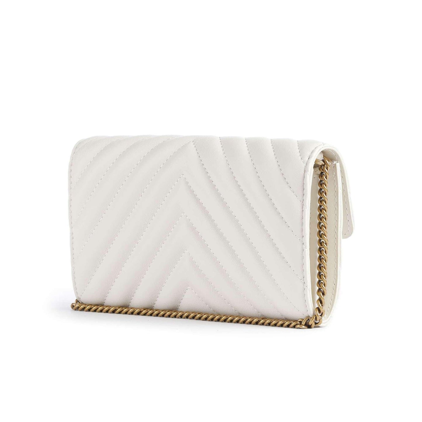 Pinko Love One Wallet in White Fine Grain Cow Leather