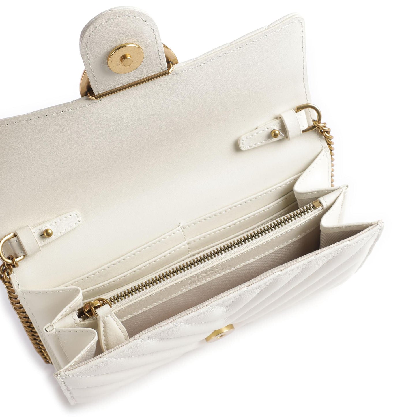 Pinko Love One Wallet in White Fine Grain Cow Leather