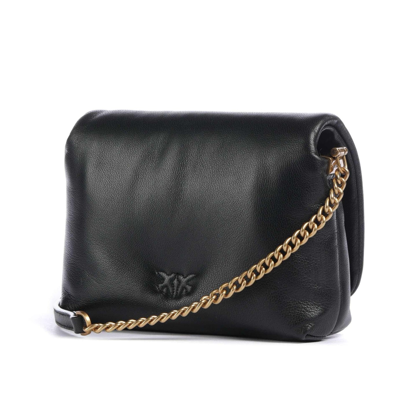 Pinko Love Click Puff Baby Crossbody Bag in Black Sheepskin Leather