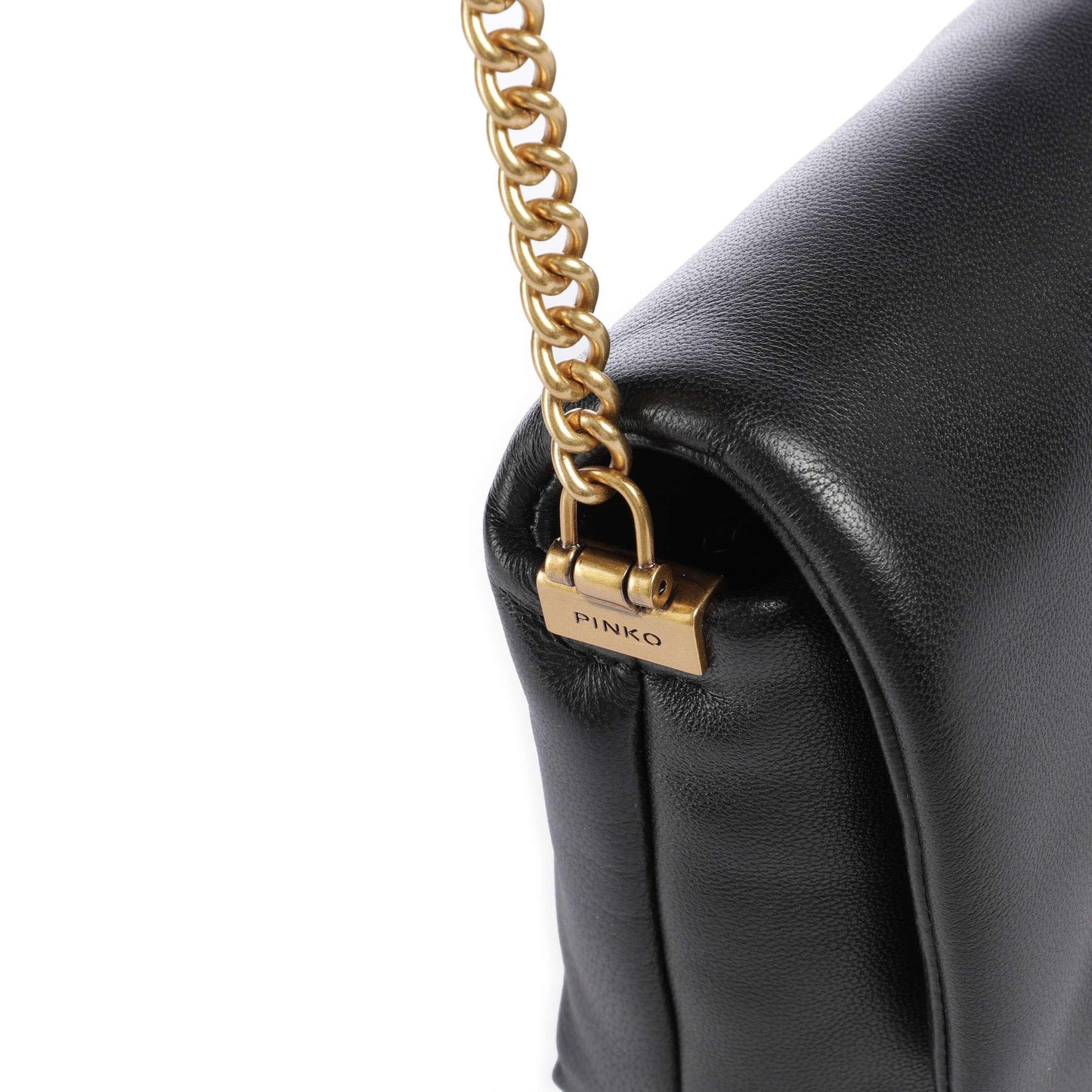 Pinko Love Click Puff Baby Crossbody Bag in Black Sheepskin Leather