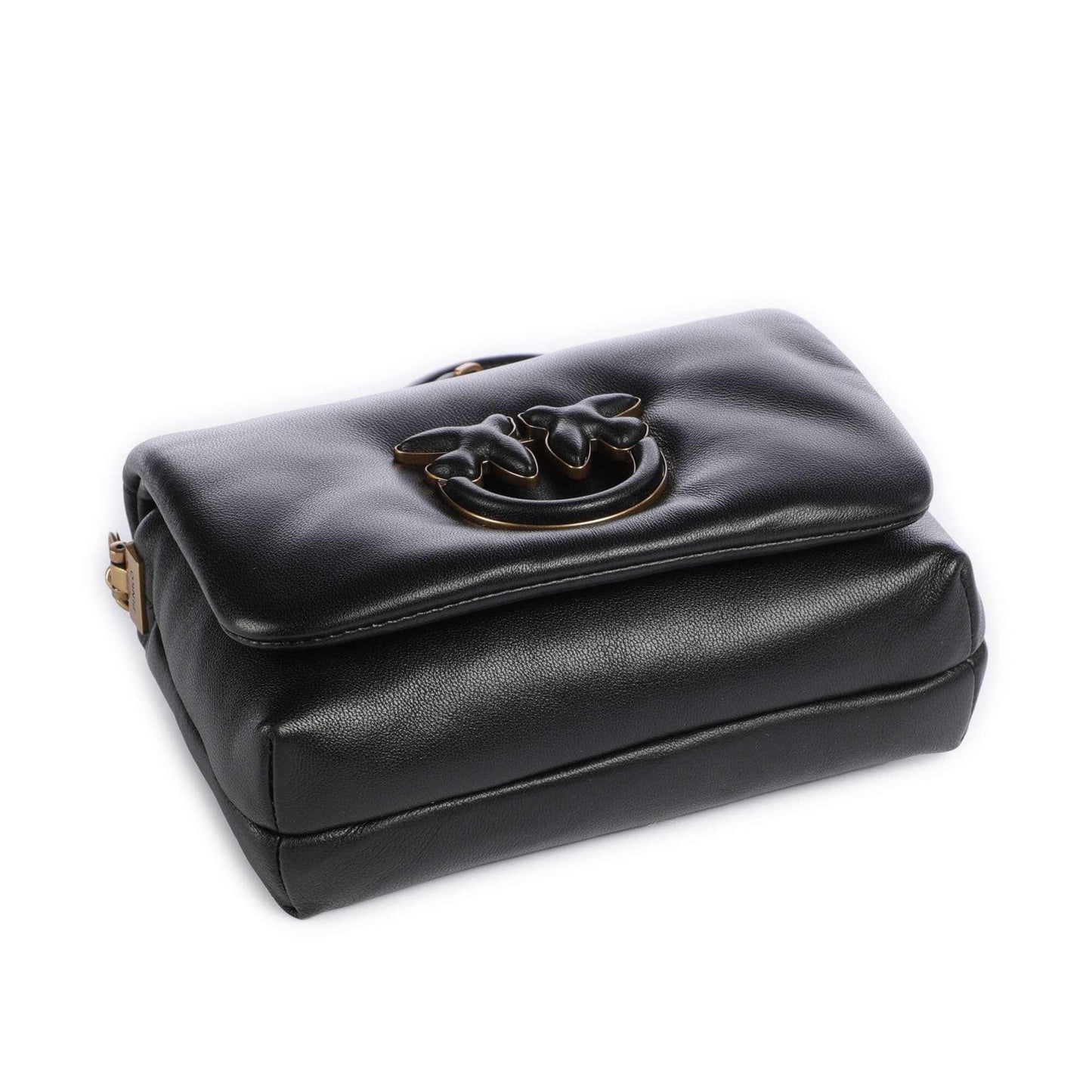 Pinko Love Click Puff Baby Crossbody Bag in Black Sheepskin Leather
