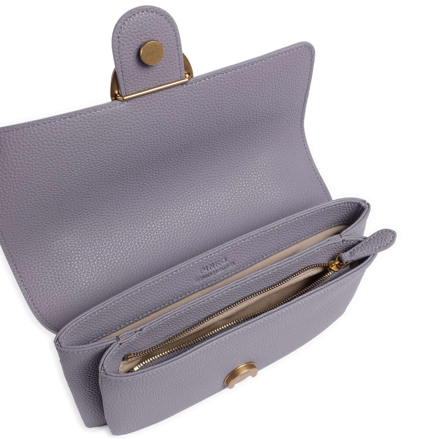 Pinko Love Soft Mini Shoulder Bag in Lavender Grained Leather