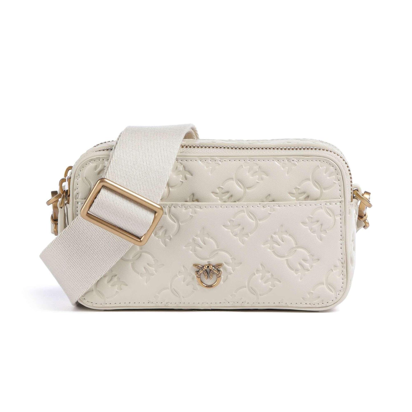 Pinko Mini Crossbody Bag in Cream Embossed Calfskin