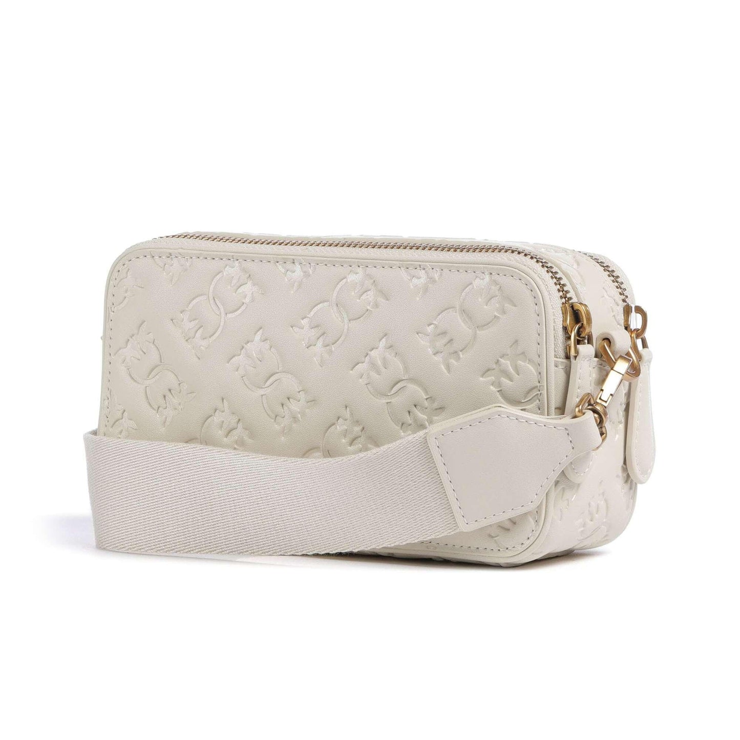 Pinko Mini Crossbody Bag in Cream Embossed Calfskin