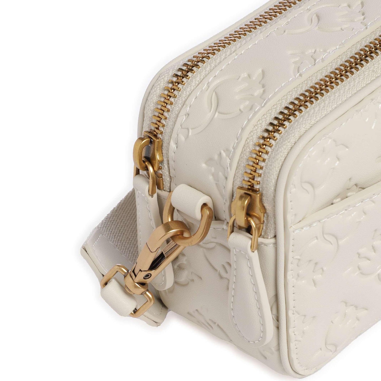 Pinko Mini Crossbody Bag in Cream Embossed Calfskin