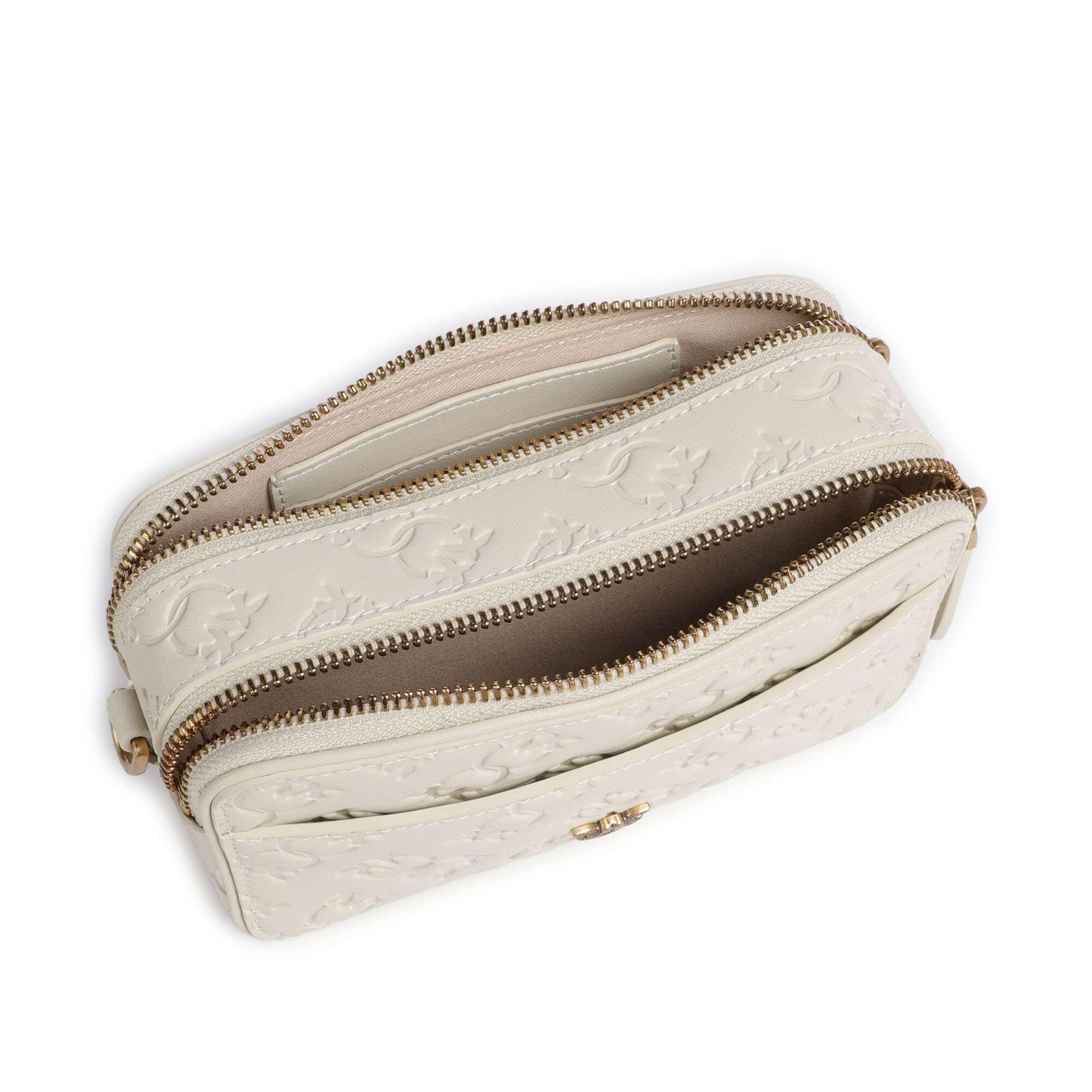 Pinko Mini Crossbody Bag in Cream Embossed Calfskin