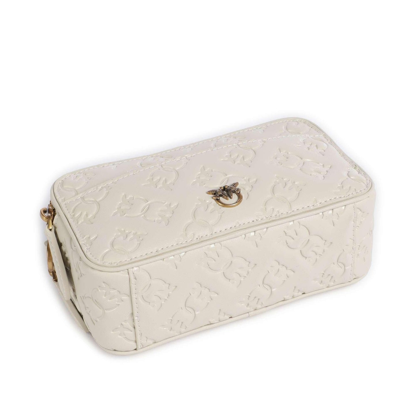 Pinko Mini Crossbody Bag in Cream Embossed Calfskin