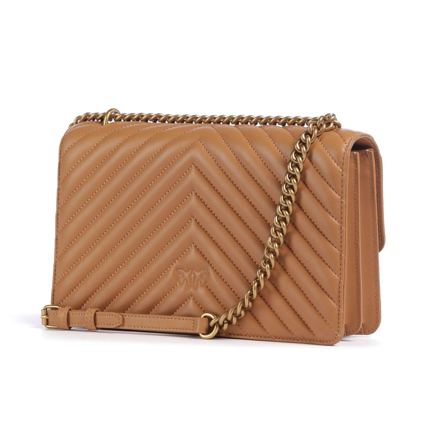 Pinko Love One Classic Shoulder Bag in Light Brown Sheepskin Leather