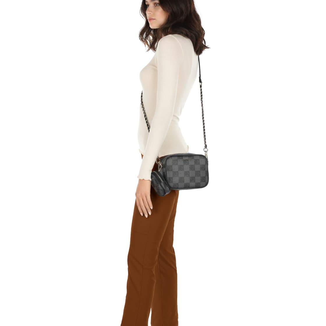 Steve Madden BLEIA Crossbody Bag in Checkered with Mini Pouch