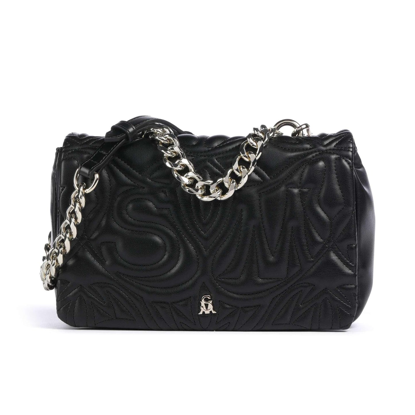 Steve Madden BNOTABLE Crossbody Bag in Black with Polished Gold Chain Strap