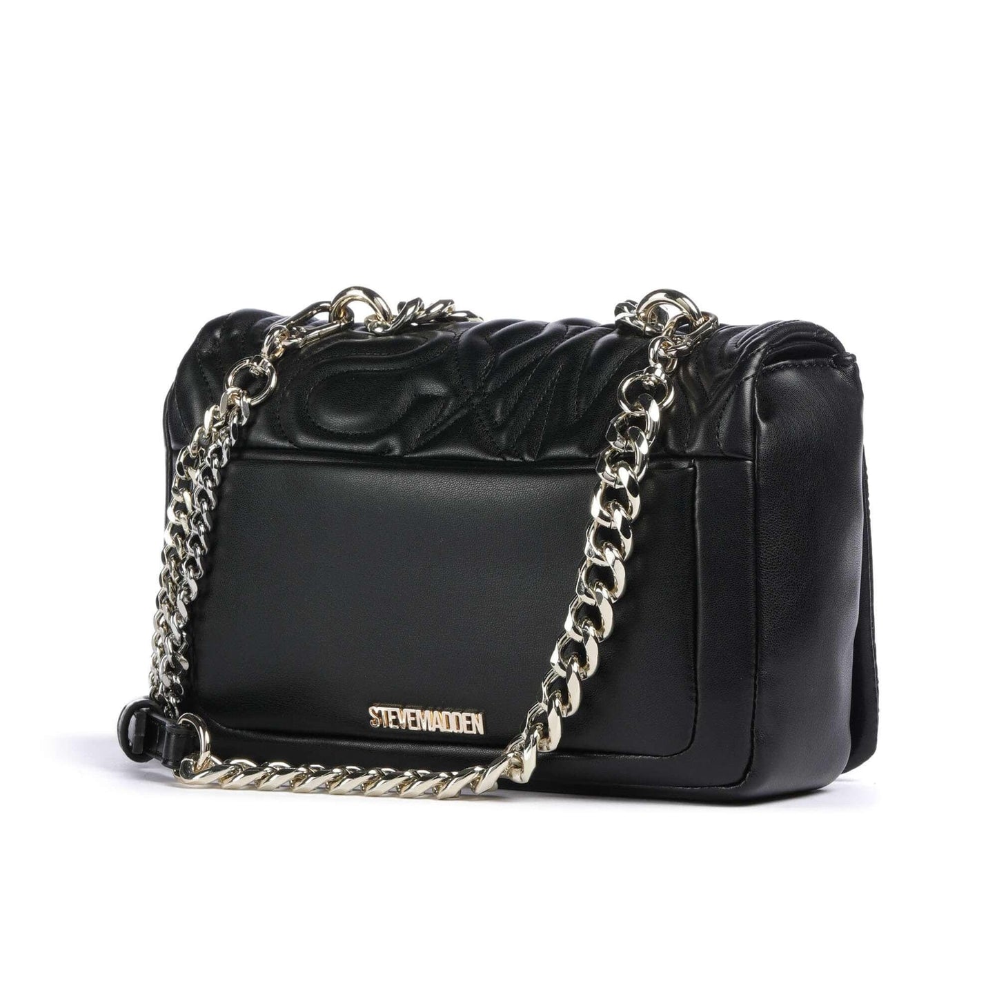 Steve Madden BNOTABLE Crossbody Bag in Black with Polished Gold Chain Strap
