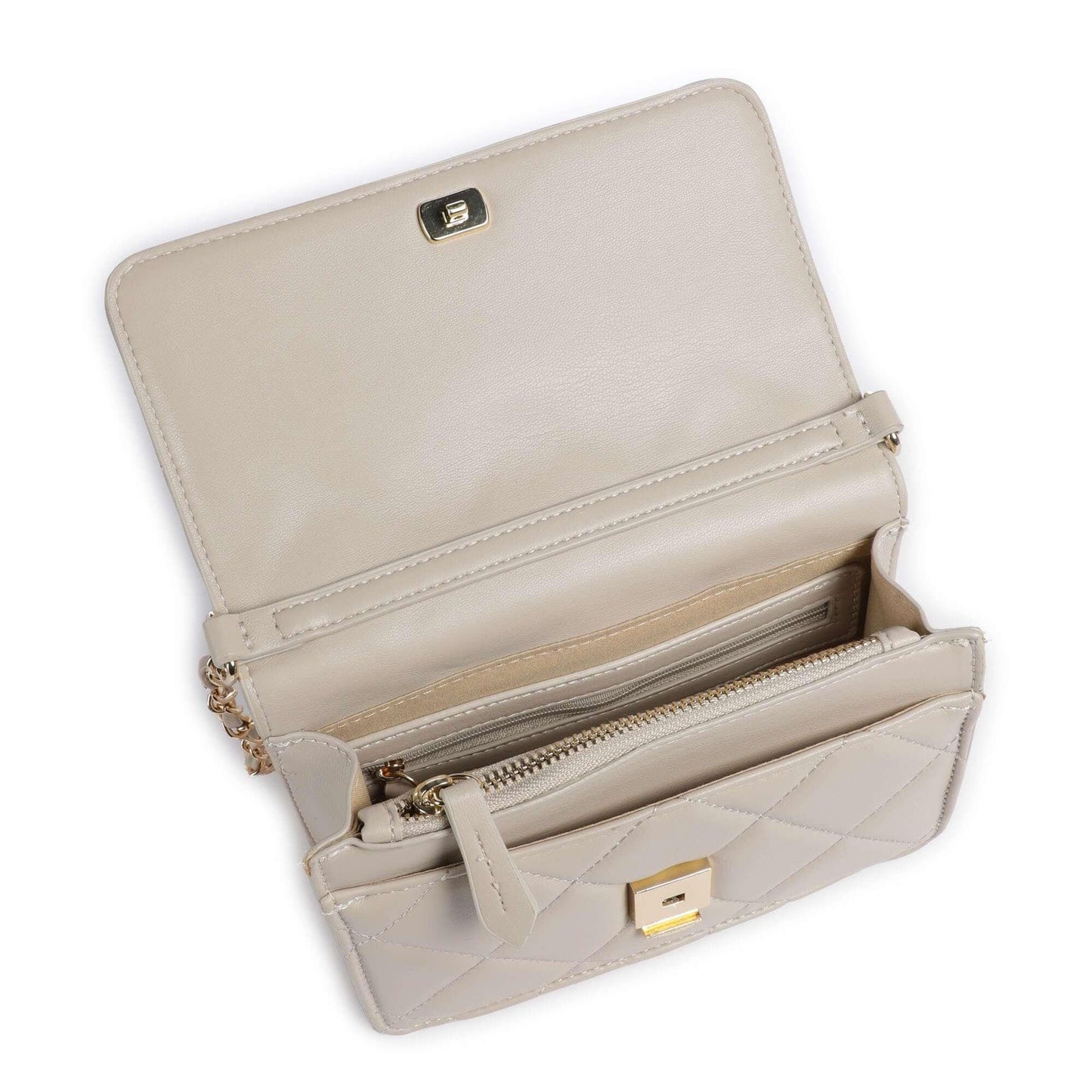 Valentino Bags Ocarina Crossbody Bag in Light Beige with Quilted Finish